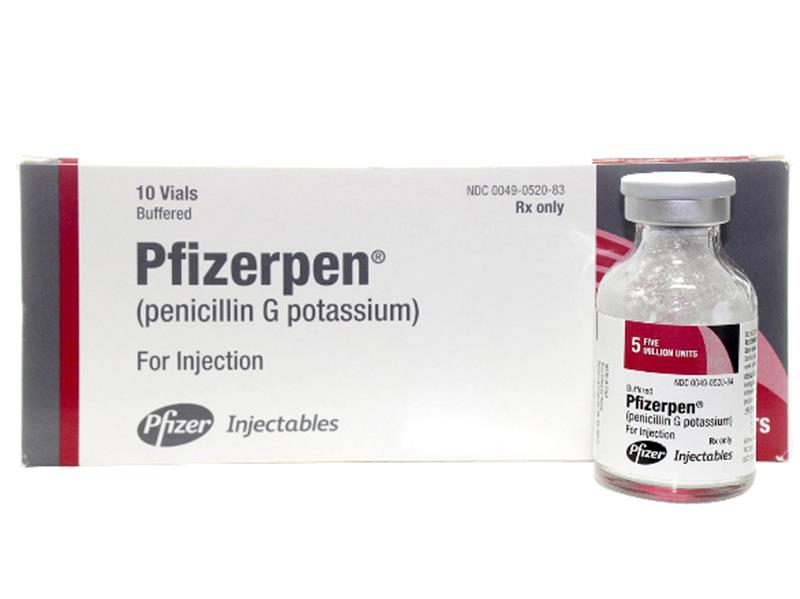 Pfizerpen® Penicillin G Potassium 5 MMU Injection Vial by Pfizer USPG Hospira Worldwide, Inc.  ID 00049-0520-83